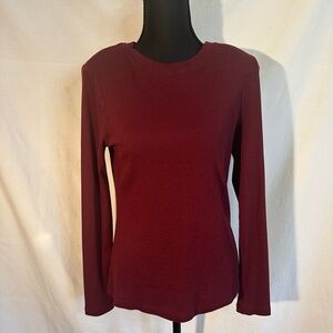A New Day Long Sleeve Ribbed Pullover Top, Burgandy – Size M